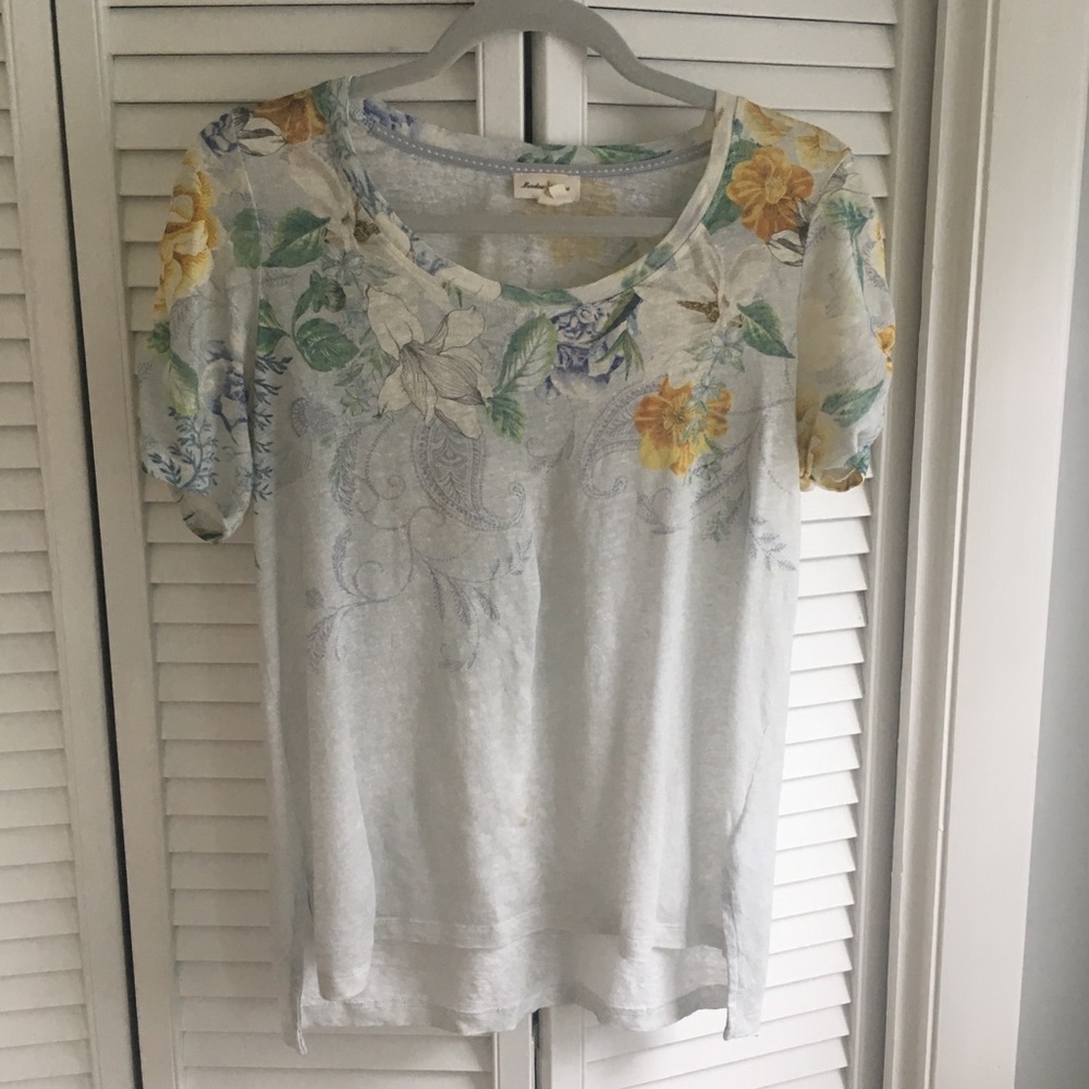 Anthropologie 100% Linen Tee by Meadow Rue🌿